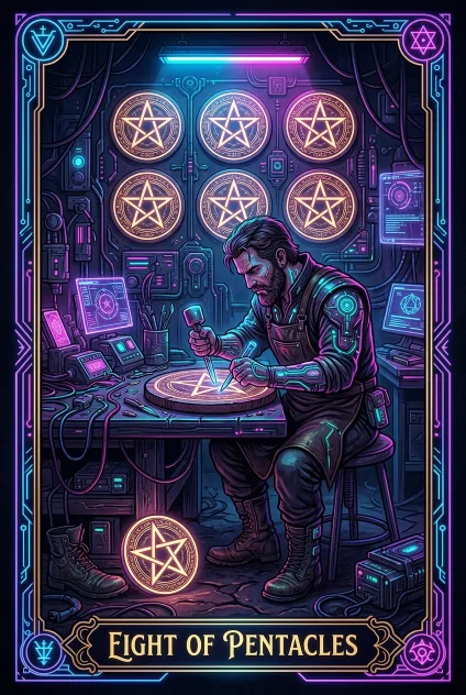 Eight of Pentacles tarot card
