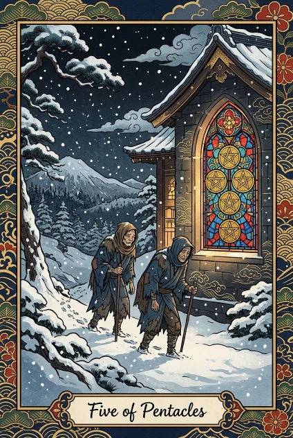 Five of Pentacles tarot card