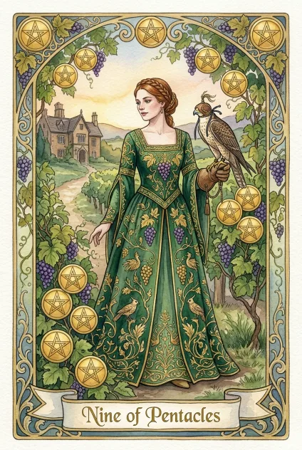Nine of Pentacles tarot card
