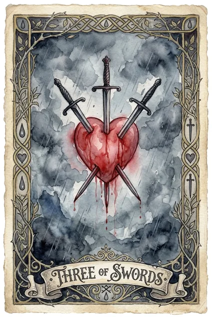 Three of Swords tarot card