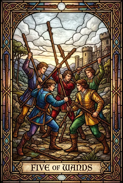 Five of Wands tarot card
