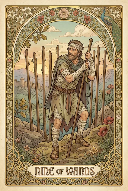 Nine of Wands tarot card